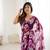 purple georgette flowers printed mirror work border saree