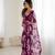 purple georgette flowers printed mirror work border saree