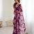 purple georgette flowers printed mirror work border saree