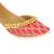Red embroidered leather juttis