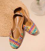 Multicolor embroidered leather juttis