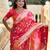 coral pink banarasi silk blend meenakari weaving saree
