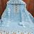 Sky blue chanderi cotton embroidered dress material with dupatta