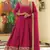 rani pink silk hand work embroidery party wear suit set 