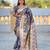 grey banarasi silk blend meenakari weaving saree