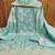 Women sea green jalpari cotton embroidered unstitched dress material with dupatta
