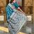 teal banarasi silk blend meenakari weaving saree
