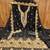 Women black georgette embroidered unstitched dress material with dupatta