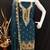 Women blue georgette embroidered unstitched dress material with dupatta