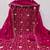 Women magenta twill net sequin work unstitched dress material with dupatta