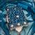 Women teal blue twill net sequin work unstitched dress material with dupatta