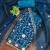 Women teal blue twill net sequin work unstitched dress material with dupatta