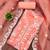 Women peach organza sequin work unstitched dress material with dupatta