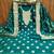 Women sea green simmer silk woven unstitched dress material with dupatta