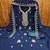 Women blue georgette embroidered unstitched dress material with dupatta