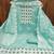 Women sea green chanderi cotton embroidered unstitched dress material with dupatta
