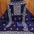 Women blue chanderi cotton embroidered unstitched dress material with dupatta