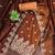 Women rust twill net embroidered unstitched dress material with dupatta