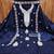 Women blue chanderi cotton embroidered unstitched dress material with dupatta