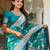 aqua blue banarasi silk blend meenakari weaving saree