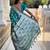 aqua blue banarasi silk blend meenakari weaving saree