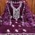 Women purple organza embroidered unstitched dress material with dupatta