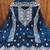 Women teal blue chanderi cotton embroidered unstitched dress material with dupatta