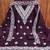 Women purple chanderi cotton embroidered unstitched dress material with dupatta