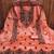 Women peach chanderi cotton embroidered unstitched dress material with dupatta