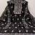 Women black organza embroidered unstitched dress material with dupatta