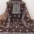 Women brown organza embroidered unstitched dress material with dupatta