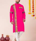Pink pure rayon navratri special premium designer kurta pyjama