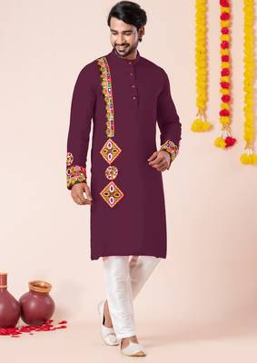 Wine pure rayon navratri special premium designer kurta pyjama 1