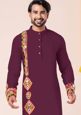 Wine pure rayon navratri special premium designer kurta pyjama 2
