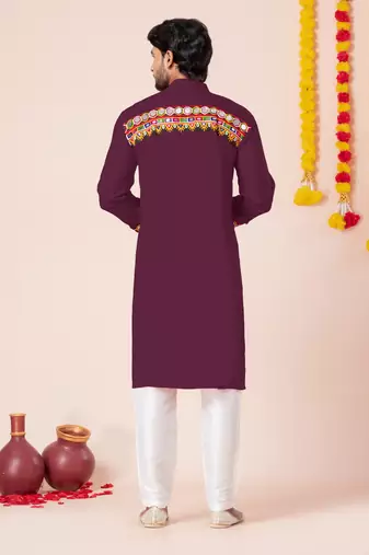 Wine pure rayon navratri special premium designer kurta pyjama