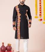 Black pure rayon navratri special premium designer kurta pyjama