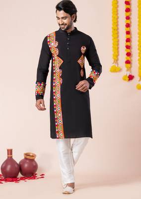 Black pure rayon navratri special premium designer kurta pyjama 2