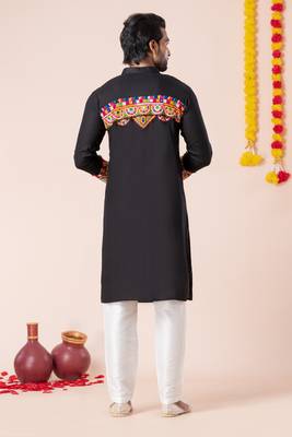 Black pure rayon navratri special premium designer kurta pyjama 3