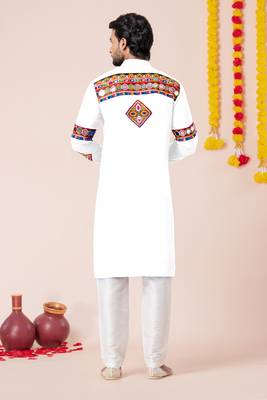 White pure rayon navratri special premium designer kurta pyjama 3