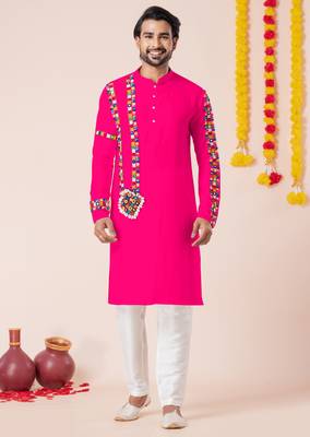 Pink pure rayon navratri special premium designer kurta pyjama 2
