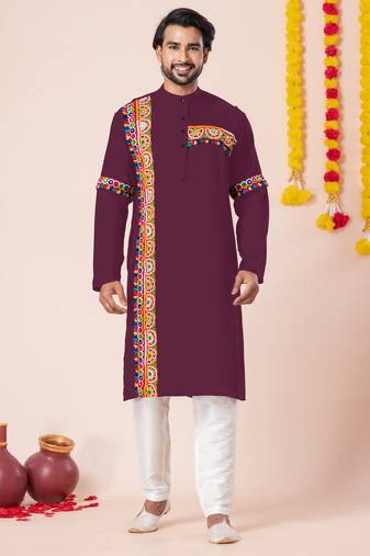 Wine pure rayon navratri special premium designer kurta pyjama