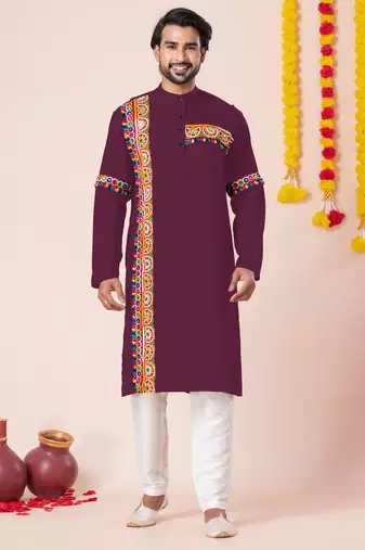 Wine pure rayon navratri special premium designer kurta pyjama