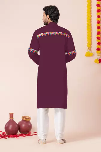 Wine pure rayon navratri special premium designer kurta pyjama