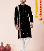 Black pure rayon navratri special premium designer kurta pyjama