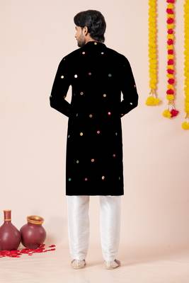 Black pure rayon navratri special premium designer kurta pyjama 3
