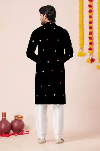 Black pure rayon navratri special premium designer kurta pyjama