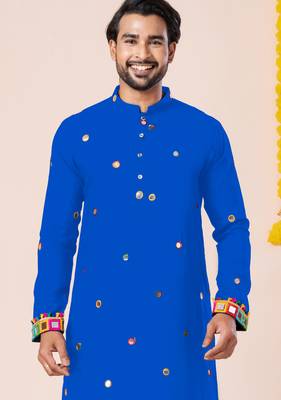 Blue pure rayon navratri special premium designer kurta pyjama 2