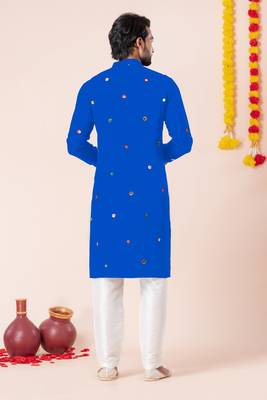 Blue pure rayon navratri special premium designer kurta pyjama 3