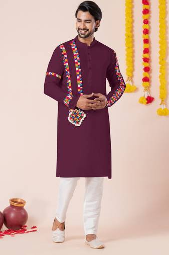 Wine pure rayon navratri special premium designer kurta pyjama