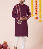 Wine pure rayon navratri special premium designer kurta pyjama